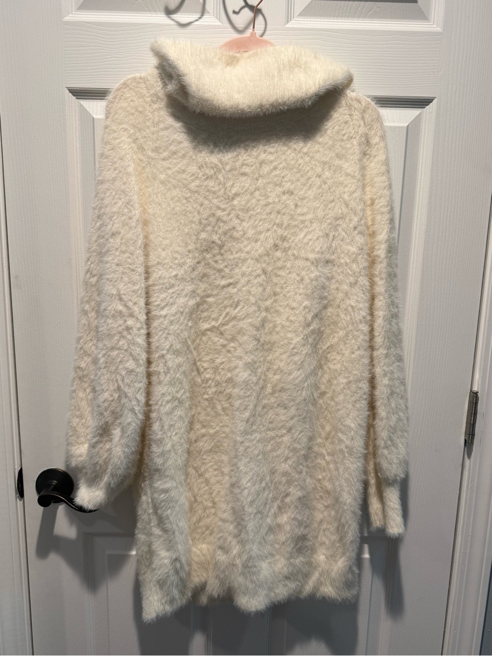 Express Women's Cream Cozy Cowl Neck Sweater Dress - Picture 2 of 3